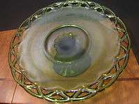   14~*~LACE~*~FOOTED~*~GREEN~*~CAKE PLATE~*~FENTON?~*~LQQK!!  