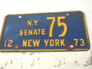 NEW YORK SENATE CAR TAG LICENSE PLATE 1973 73 FORD  