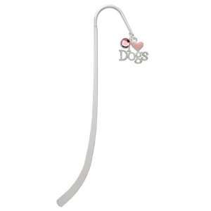  I love Dogs with Pink Heart Silver Plated Charm Bookmark 
