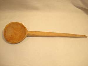PRIMITIVE HAND CARVED WOODEN SPOON ~ 14 LONG ~ NICE & CLEAN  