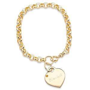  November Engraved Birthstone Heart Charm Bracelet Jewelry