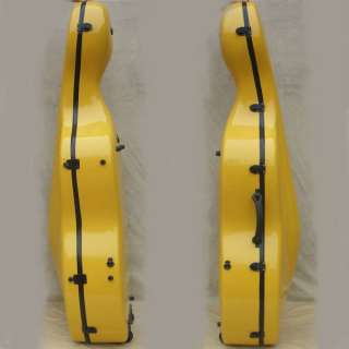 yellow 4/4 cello case l carbon fiber material wheels  