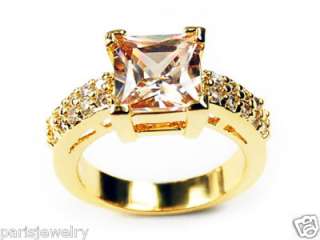 14k Yellow Gold Overlay Champagne Diamond Ring  