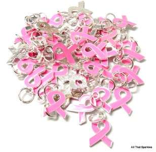 Wholesale100 Pink Ribbon Breast Cancer Awareness Charms  