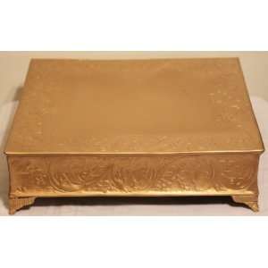   16 Inch Matte Gold Square Wedding Cake Stand Plateau: Everything Else