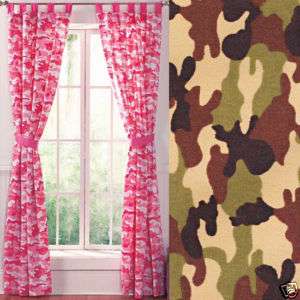 Pink/Green Camo Window Curtain Panel Pair Camouflage 84  