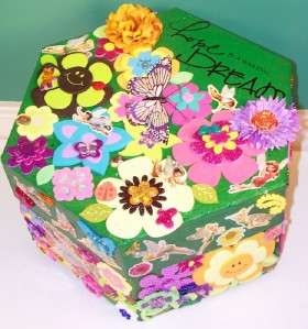   Disney Fairies Green Flower Garden Round Decorative Jewelry/Hat Box