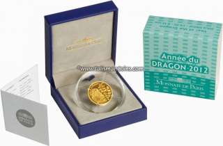 France 2012 Year of the Dragon Chinese Lunar Zodiac 50 Euro Gold Proof 