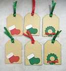 Set of 6 Christmas tags paper piecing for scrapbooks or