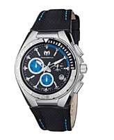 TechnoMarine Watch, Swiss Chronograph Cruise Steel Black Leather Strap 