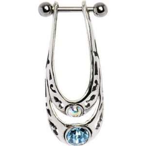   Silver 925 Eqyptian Aqua Zirconia Cartilage Ear Piercing: Jewelry
