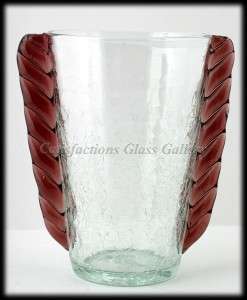 Blenko Crackle Glass Amethyst Ear Vase 473 1940 Crystal  