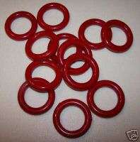 LOT OF 12 RED 2 PLASTIC RINGS FOR MACRAME OR CRAFTS  
