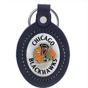 : Chicago Blackhawks Large Leather & Pewter Team Key Fob   NHL Hockey 