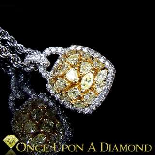   Gold 1.72ctw Fancy Yellow Diamond Cluster Pendant Necklace 18  