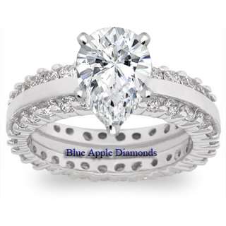 20ct Pear Shape Diamond Bridal Set Eternity Ring