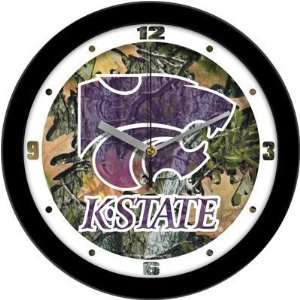 Kansas State Wildcats Suntime 12 Camo Glass Crystal Wall Clock   NCAA 