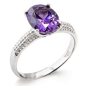  Oval Cut Amethyst CZ Solitaire Ring Jewelry