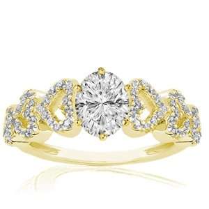  Shaped Petite Diamond Engagement Ring Pave Set CUTVERY GOOD SI1 GIA 