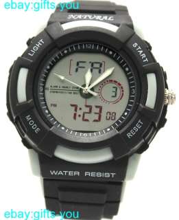   Light Gray Bezel Water Resist Black Band Dual Time Watch AW357C  