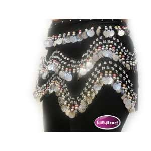  Black velvet belly dance skirt with beads 