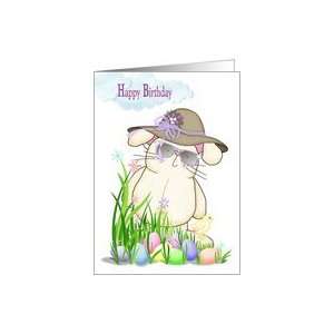 daughter, birthday, Easter bunny,colored eggs,humor Card