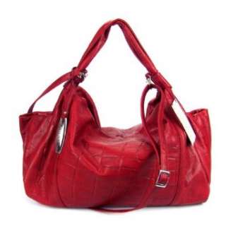   Italian Designer Red Embossed Leather Large Carryall Handbag Clothing