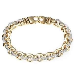 14K Yellow Gold Mens Diamond Handmade Mariner Link Bracelet 8.25 (1 