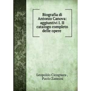 Biografia di Antonio Canova aggiuntivi I. II catalogo completo delle 