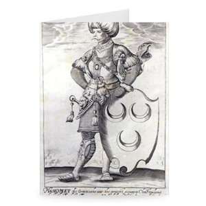  Portrait of Mehmed II (engraving) (b/w   Greeting Card 