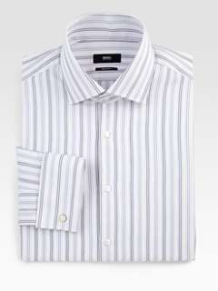 BOSS Black   Striped Cotton Dress Shirt