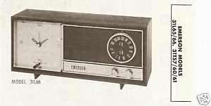 Emerson 31L65/66, 31T57/60/61 Clock Radio Photofact  