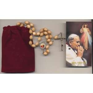 Pope John Paul II 2nd Class Relic Rosary (Relic is Piece of Clothing 