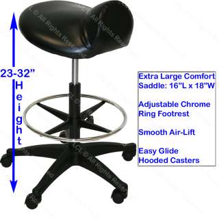extra large deluxe air lift saddle stool with adjustable footrest