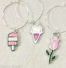 5360    SUMMER PARTY THEME WINE CHARMS 6 SET  VERY SWE