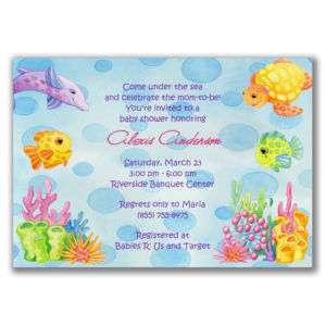 Under the Sea Invitations Baby Shower Fish Dolphin CUTE  