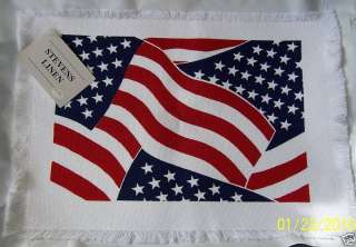 NEW Patriotic Flag USA Placemat NWT Stevens Linens JULY  