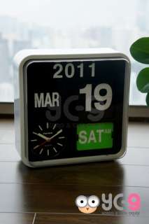   calendar auto flip wall desk clock white very good quality auto flip