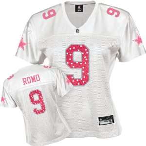 Reebok Dallas Cowboys Tony Romo Womens White/Pink Sweetheart Jersey 