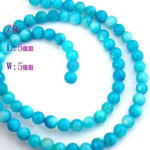   Strand 5*5mm Blue Round Mother of Pearl GEM Shell Loose Beads 15
