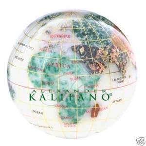 Kalifano 3 Gemstone World Globe Desk Paperweight New  