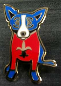 Blue Dog George Rodrigue Red Lapel Pin  