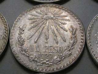 16 coin run AU/Unc Silver Pesos. Mexico. 1921 to 1945. #3  