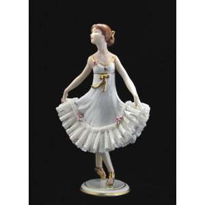  Large Ballerina 10h German Dresden Lace Figurine