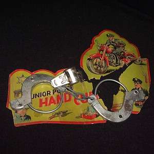 1950 Police Play Set, JUNIOR POLICE Handcuffs & Whistle  