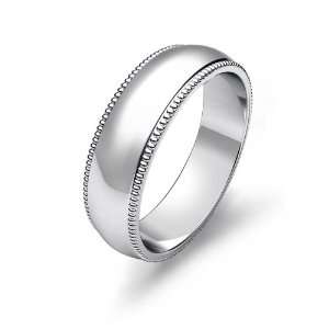   11.2g Mens Dome Milgrain Wedding Band 6mm Platinum Ring (9) Jewelry