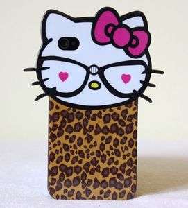 Leopard Hello Kitty Double Bow TPU Case Bowknot Cover For iPhone 4G 4S 