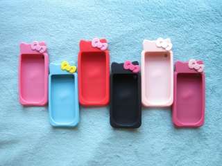  LOVELY HELLO KITTY BOWKNOT RUBBER SILICONE CASE COVER ★ IPHONE 3 