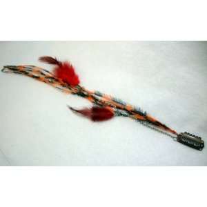  Red Orange and Black Feather Hair Extension: Beauty