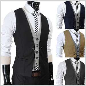 VE34) Mens premium layered style slim vest waist coat  